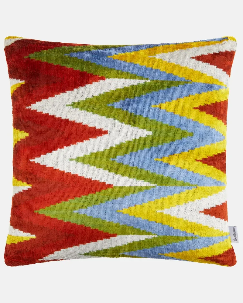 Les-Ottomans Kissen aus Seide und Baumwolle Multicolor