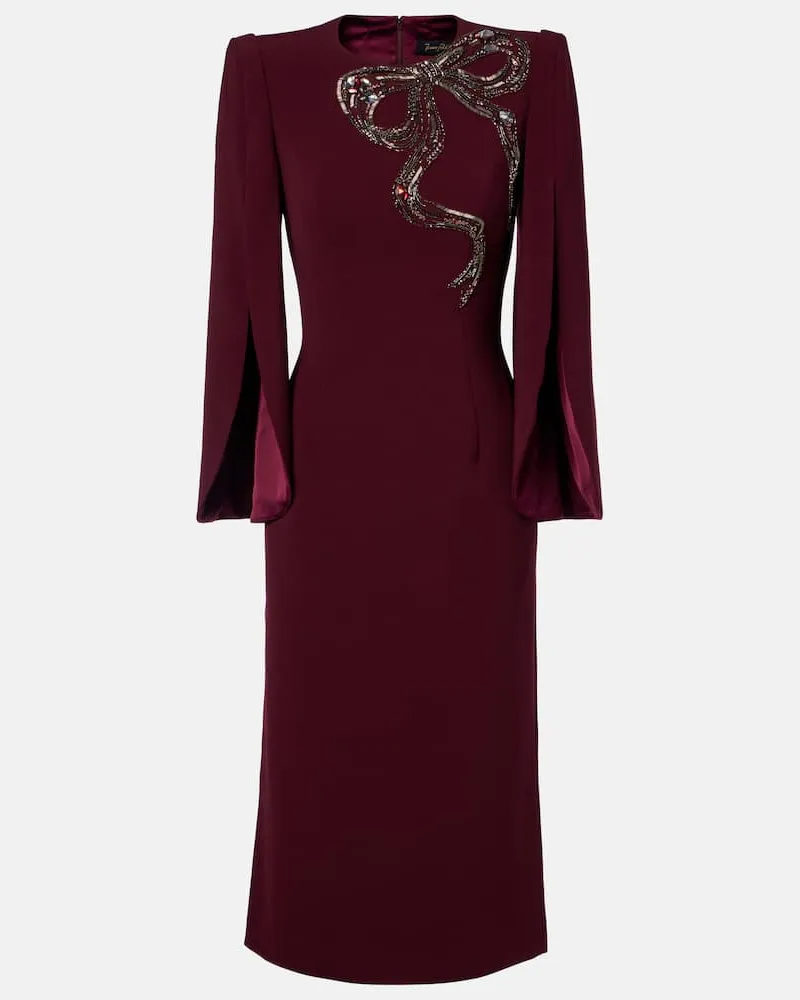 Jenny Packham Verziertes Midikleid Love aus Crêpe Burgunderrot