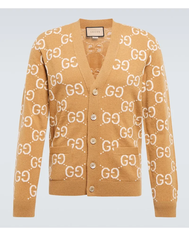 Gucci Cardigan GG aus Wolle Nude