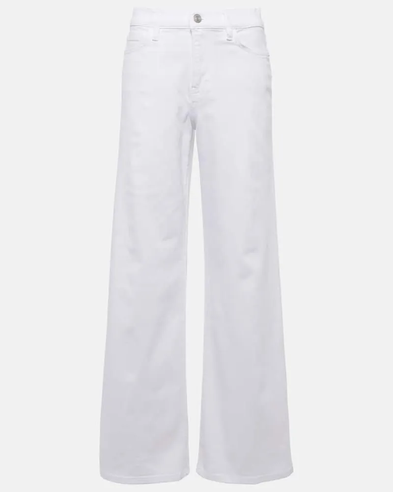 Frame Denim High-Rise Wide-Leg Jeans Le Slim Palazzo Weiß