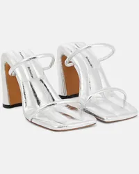 Proenza Schouler Sandalen Square Slide aus Metallic-Leder Silber