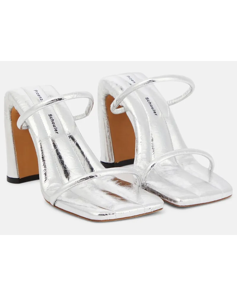 Proenza Schouler Sandalen Square Slide aus Metallic-Leder Silber