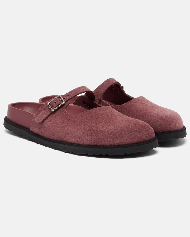 Birkenstock Slippers Maria aus Veloursleder Burgund