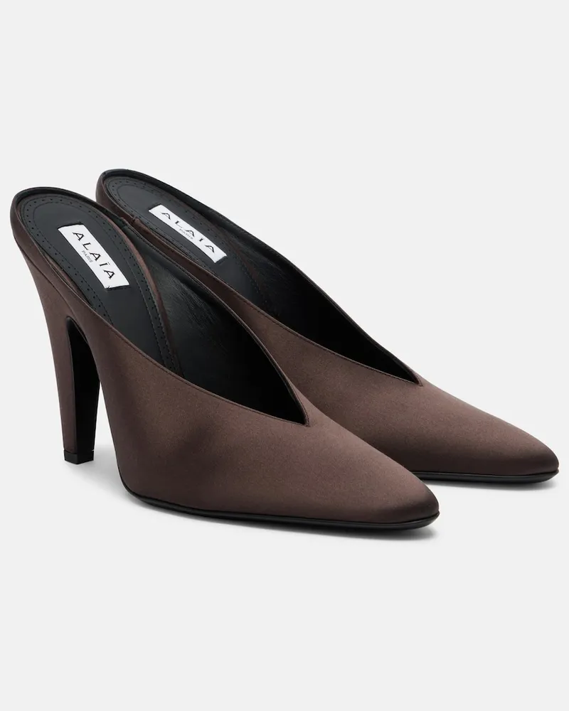 Alaïa Alaïa Pantoletten Cone aus Satin Braun