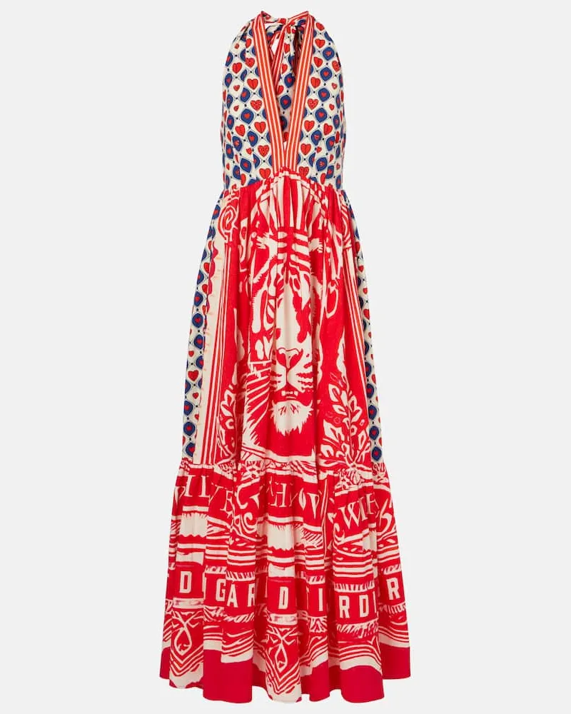 Camilla Maxikleid Rinse & Roar aus Baumwolle Rot