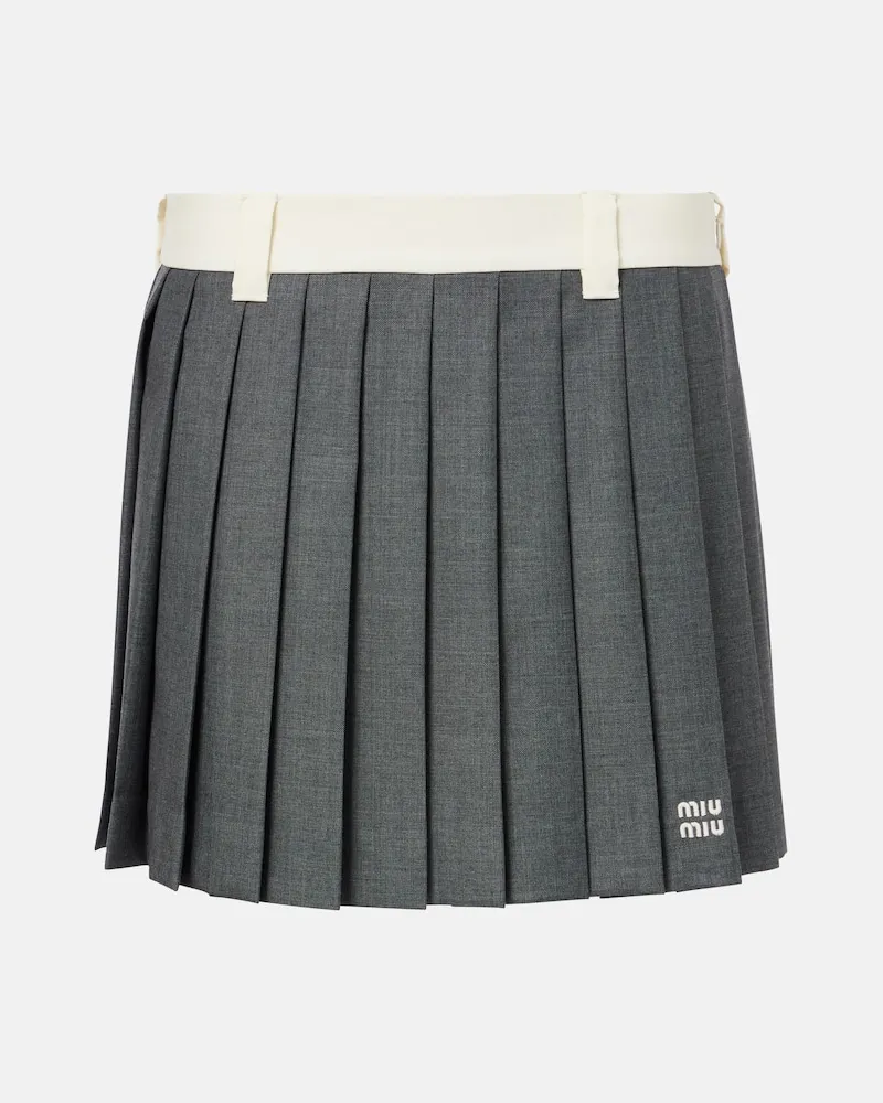 Miu Miu Minirock aus Schurwolle Grau