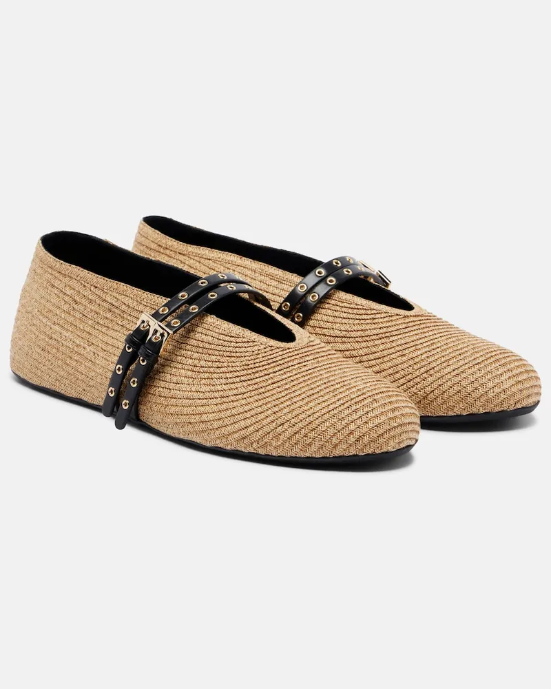 Alaïa Alaïa Mary-Jane-Ballerinas mit Leder Beige