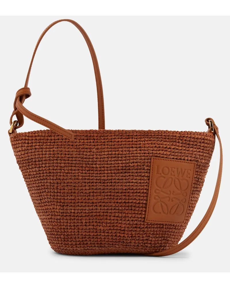 Loewe Schultertasche Slit Small aus Raffiabast Beige