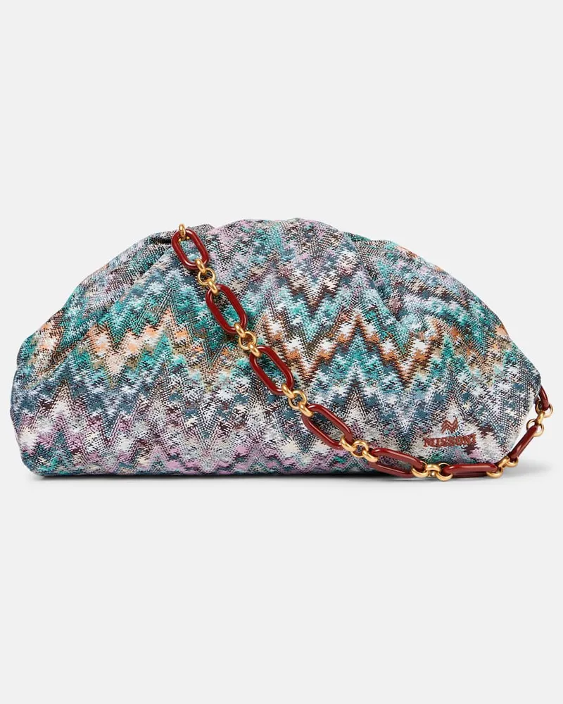Missoni Schultertasche Medium aus Häkelstrick Multicolor