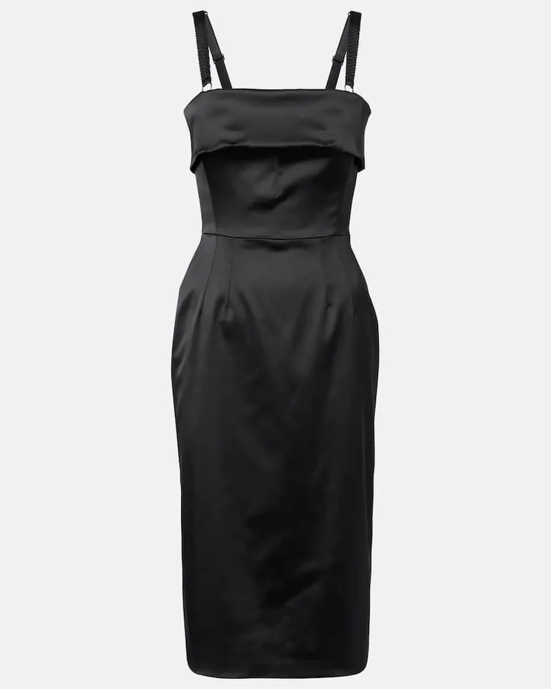 Dolce & Gabbana Midikleid aus Satin Schwarz