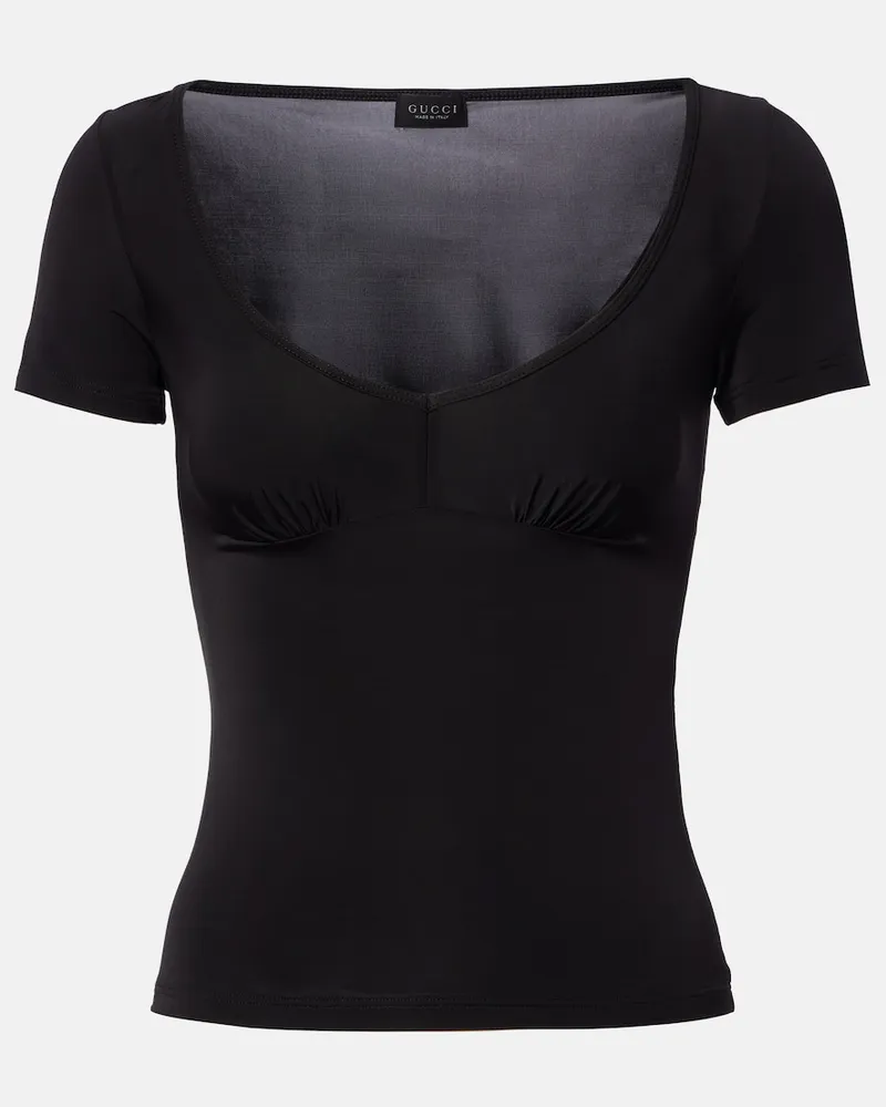 Gucci Top aus Jersey Schwarz