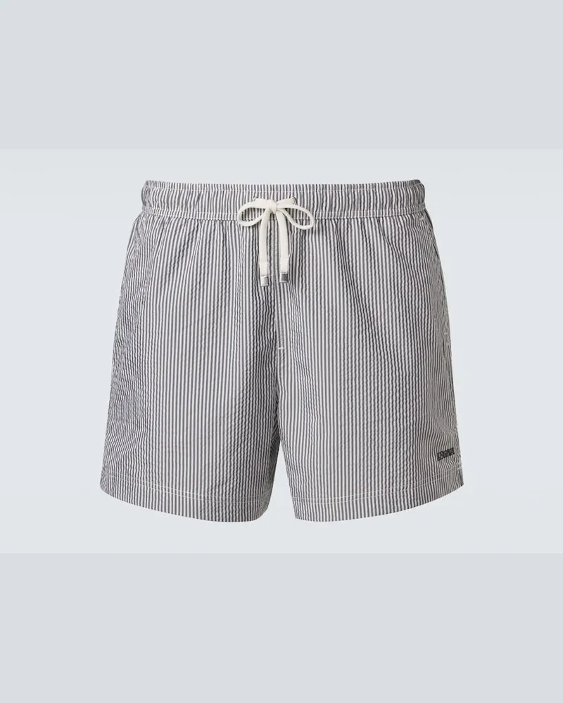 Ermenegildo Zegna Badeshorts aus Seersucker Blau