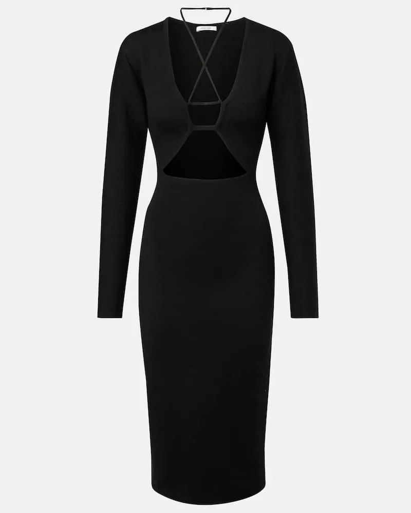 Nensi Dojaka Midikleid aus Schurwolle Schwarz