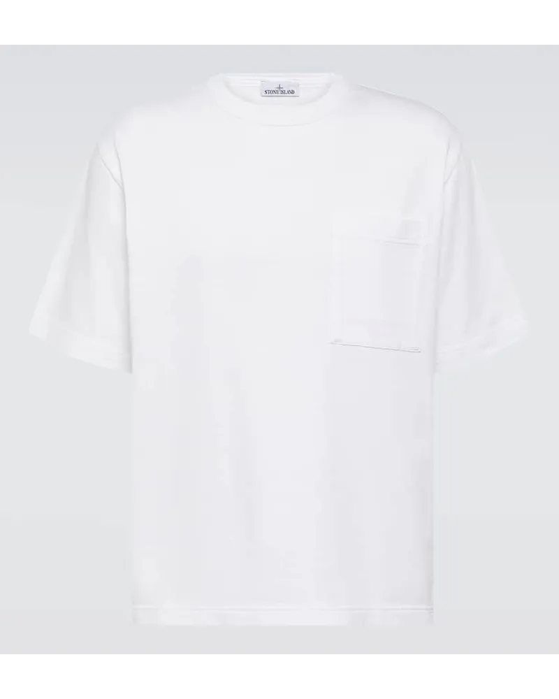 Stone Island T-Shirt aus Baumwoll-Jersey Weiss