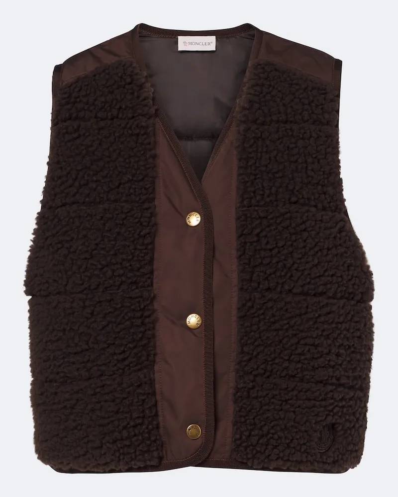 Moncler Weste aus Teddyfleece Braun