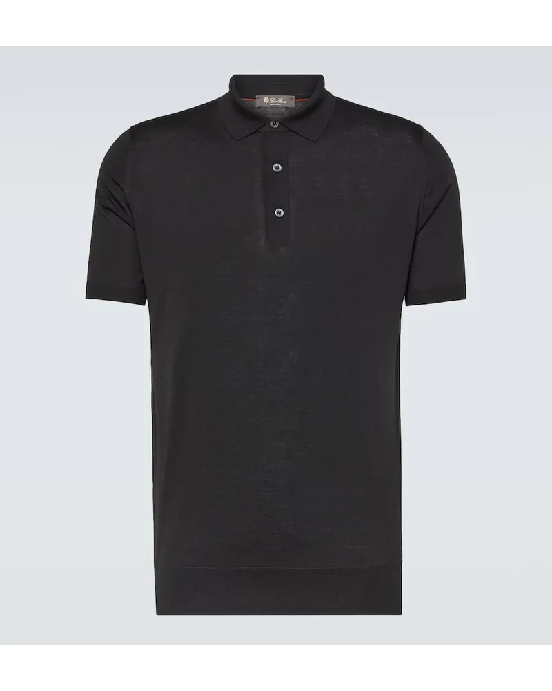 Loro Piana Polohemd Wish® aus Wolle Schwarz