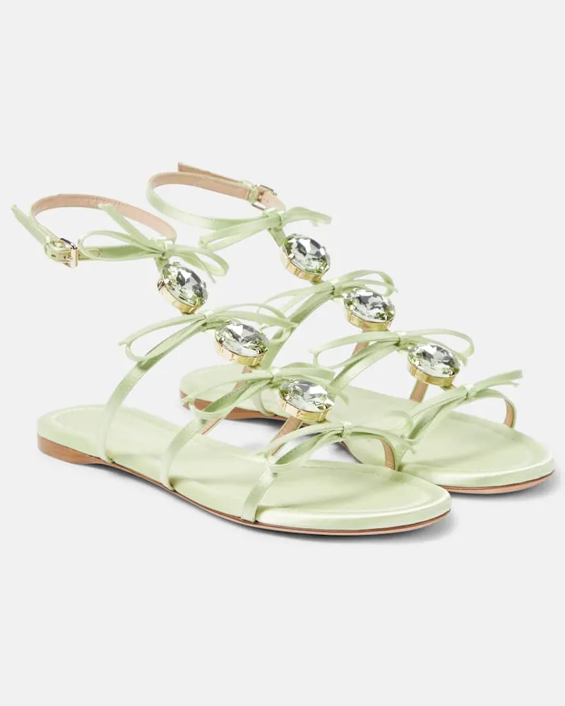 Giambattista Valli Verzierte Sandalen aus Satin Grün