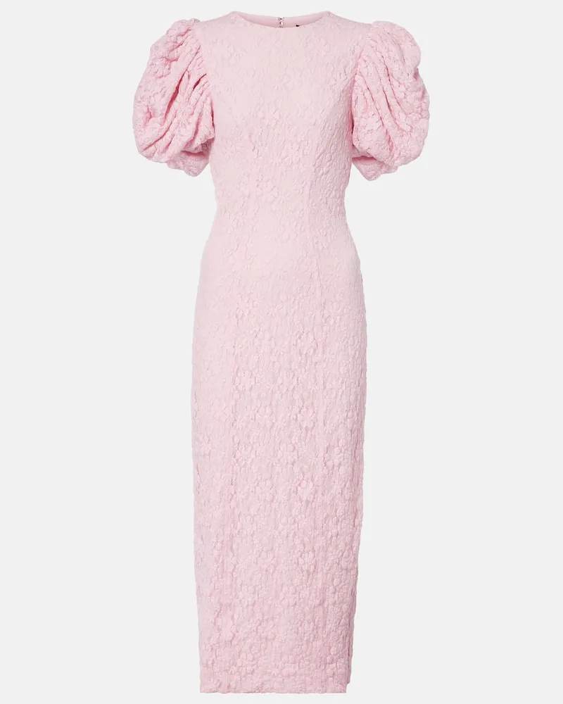 ROTATE Birger Christensen Midikleid aus Spitze Rosa