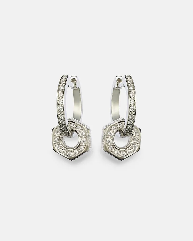 Ileana Makri Ohrringe Nut aus 18kt Weißgold mit Diamanten Silber
