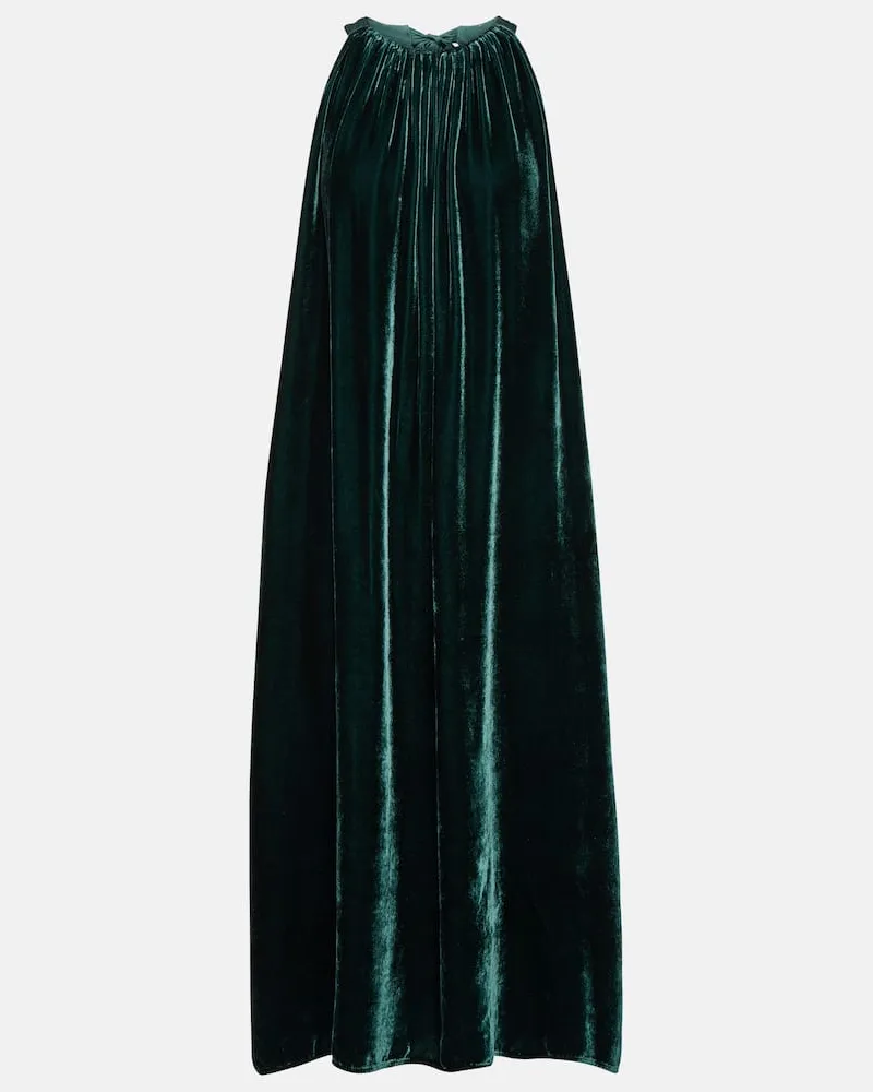 Velvet Midikleid Maren aus Samt Grün