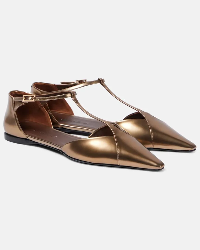 Max Mara Ballerinas aus Metallic-Leder Metallic