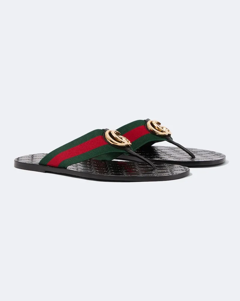 Gucci Sandalen Riviera GG aus Leder Schwarz