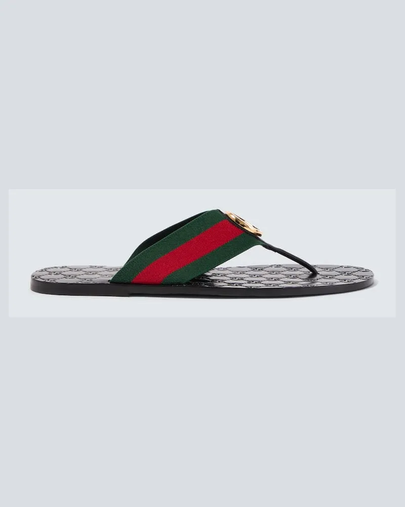 Gucci Sandalen Riviera GG aus Leder Schwarz