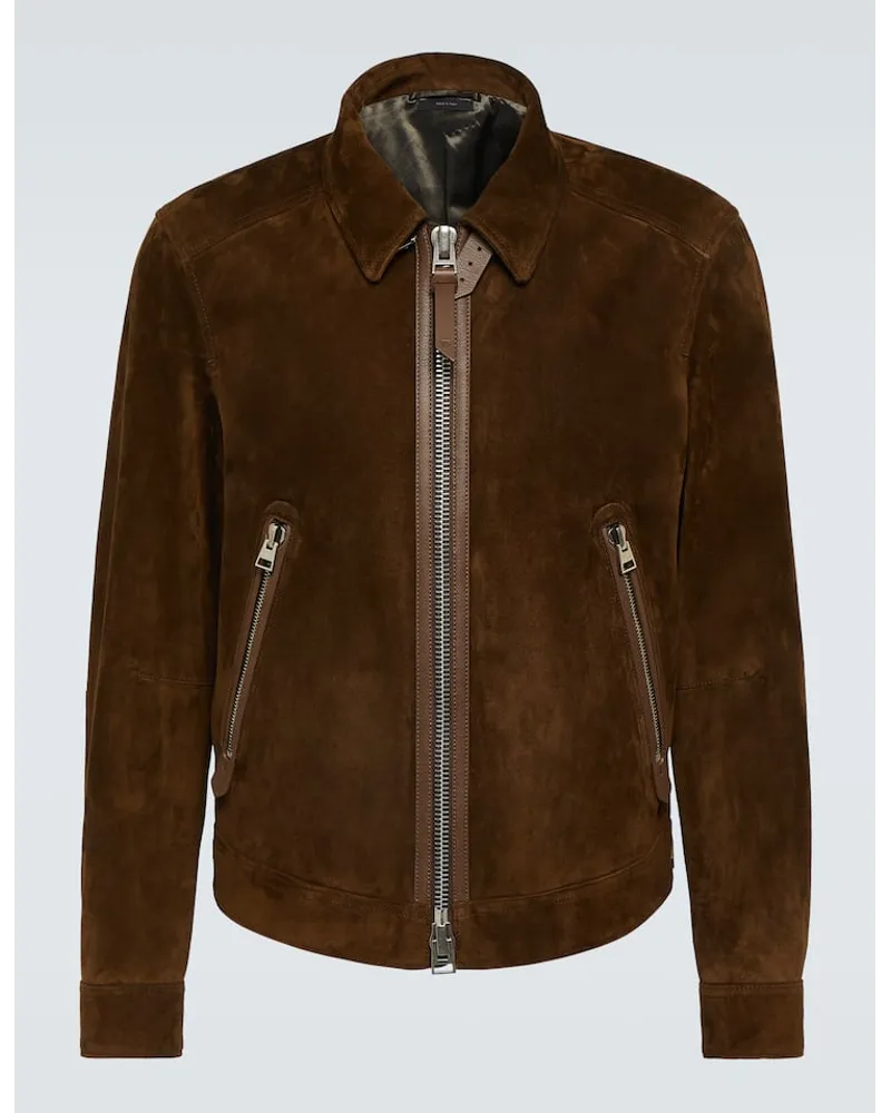 Tom Ford Blouson aus Veloursleder Braun