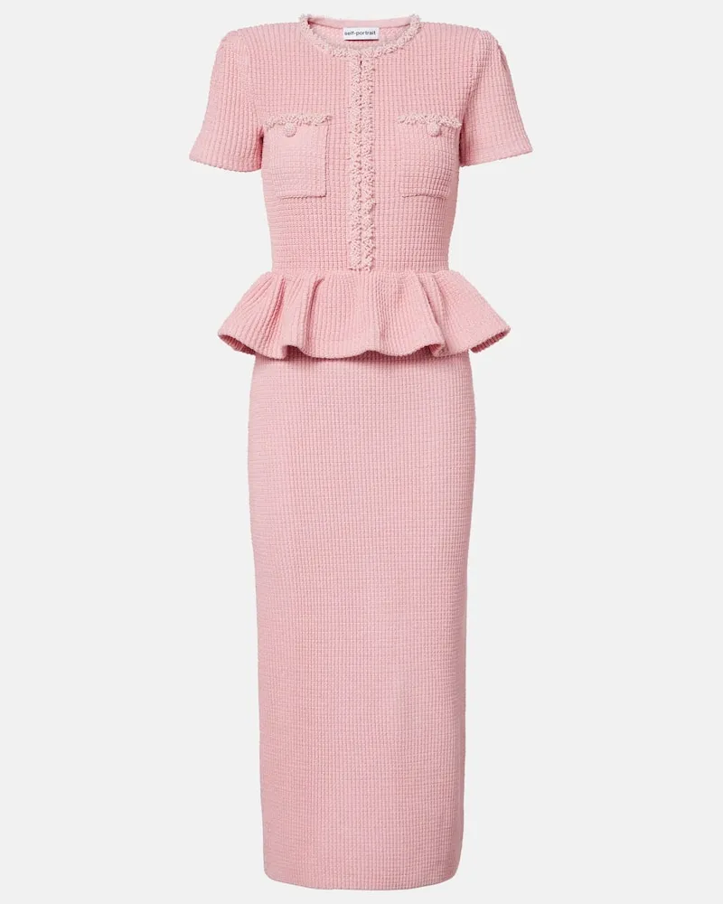 Self-Portrait Midikleid aus Strick Rosa