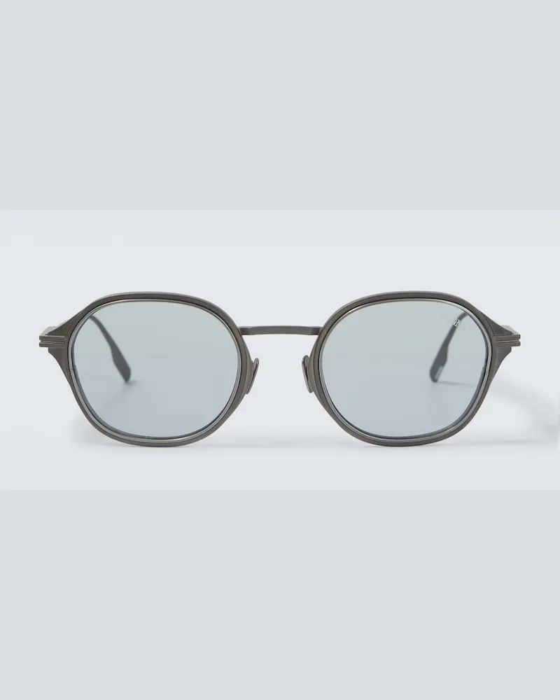 Ermenegildo Zegna Runde Sonnenbrille Grau