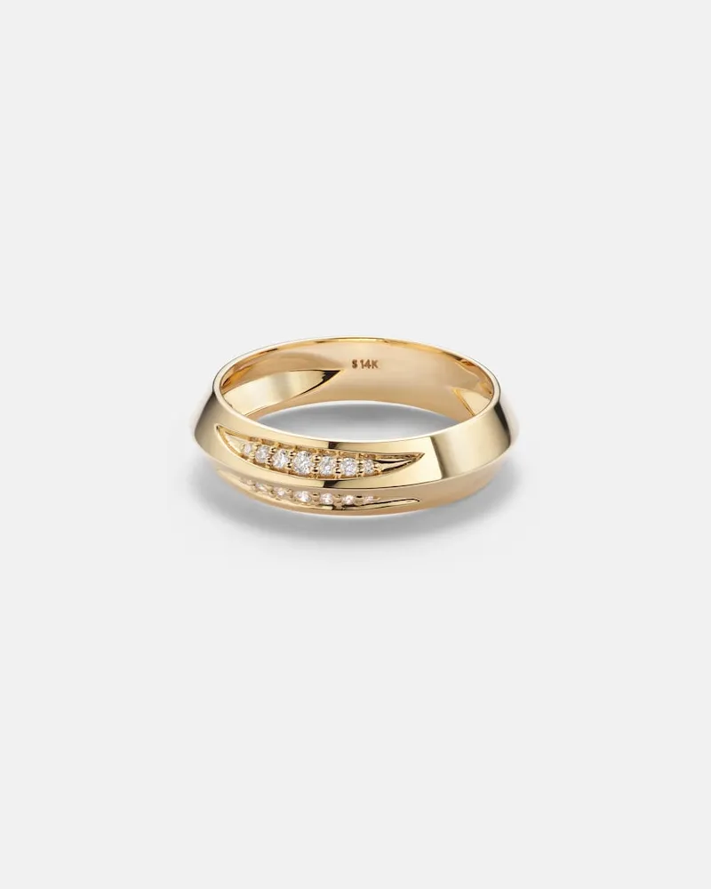 Stone & Strand Ring Knife Edge aus 14kt Gelbgold mit Diamanten Gold