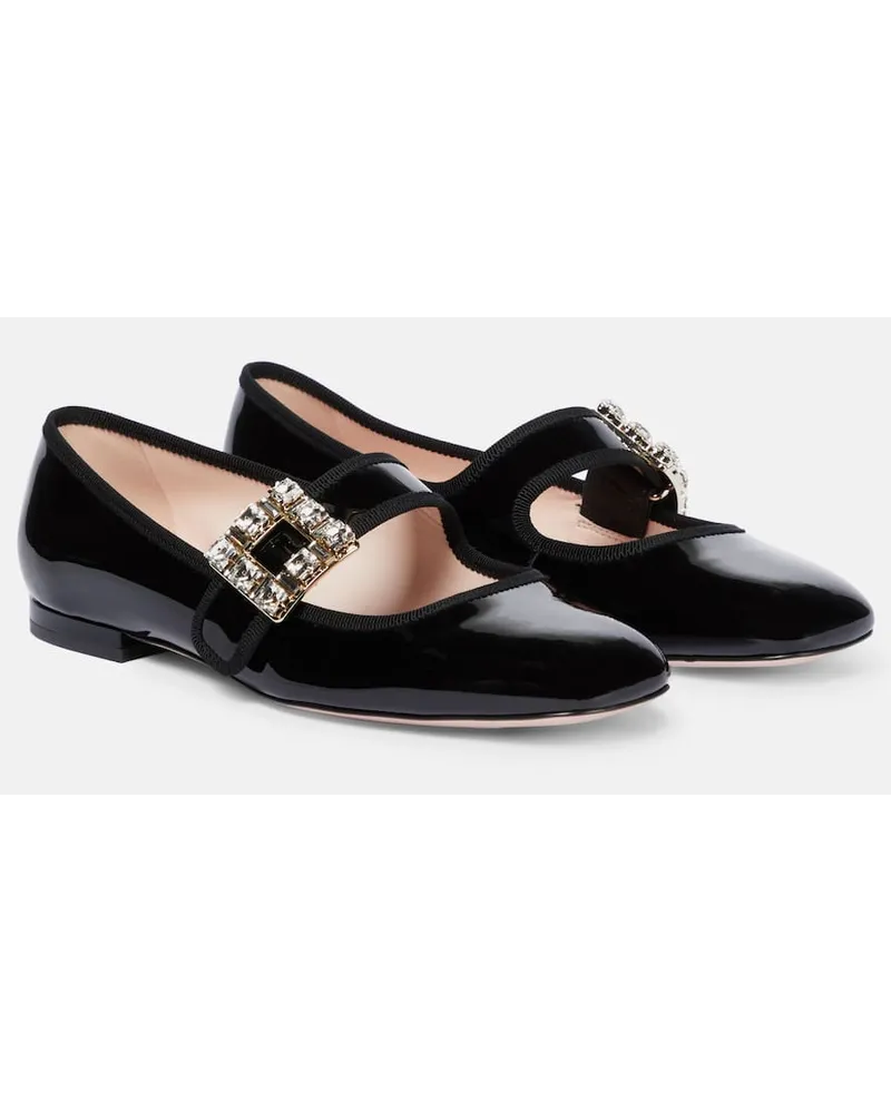 Roger Vivier Ballerinas Très Vivier Babies aus Lackleder Schwarz