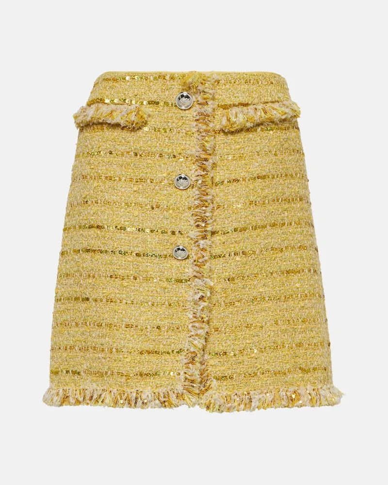 Giambattista Valli Verzierter Minirock aus Bouclé Gelb