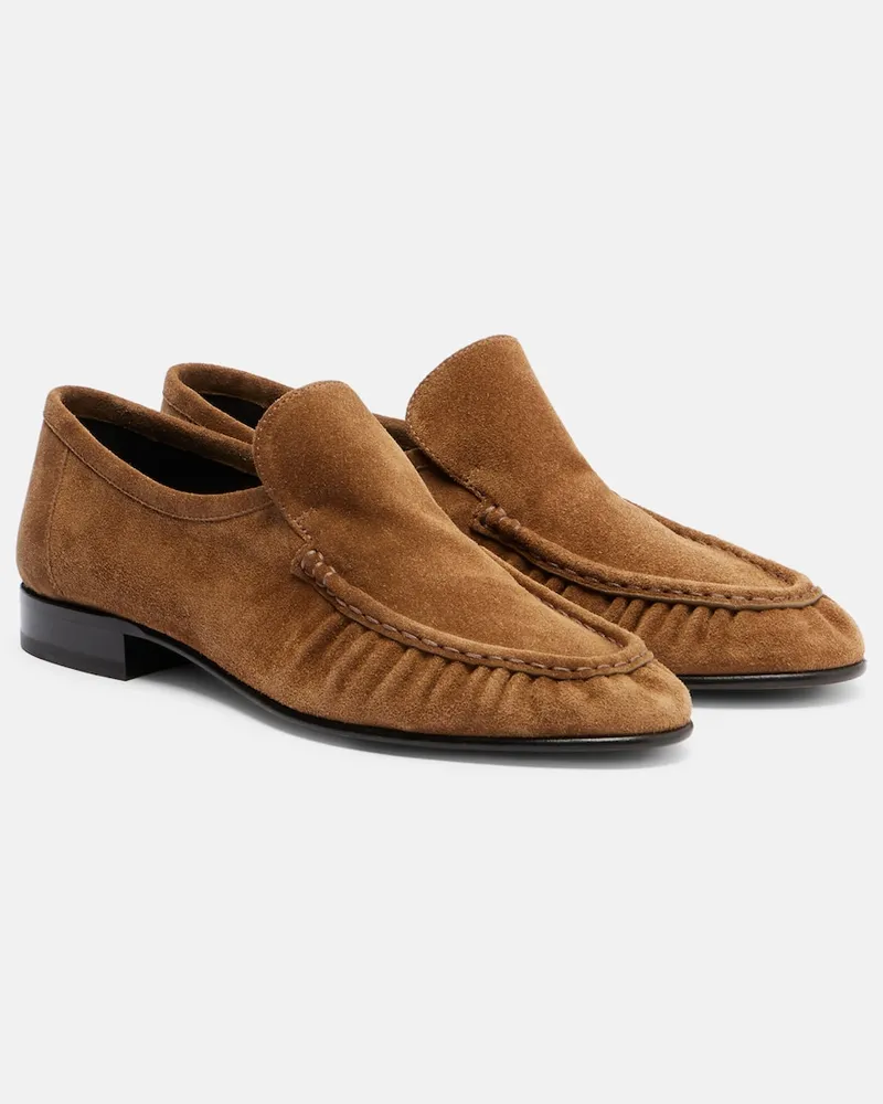 The Row Loafers Soft Mocassin Two aus Veloursleder Braun