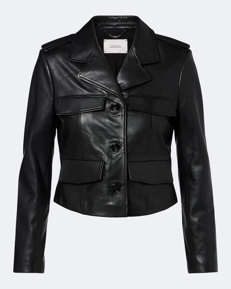 Dorothee Schumacher Cropped-Lederjacke Schwarz