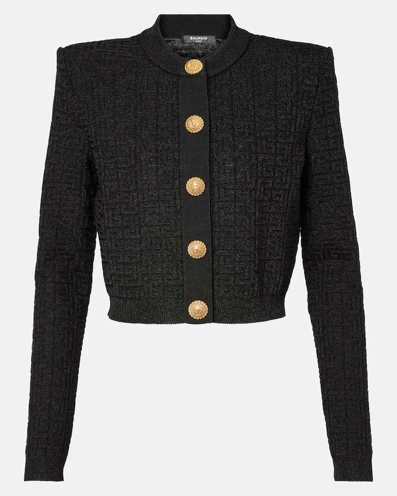 Balmain Cardigan PB Labyrinth aus Lamé Schwarz