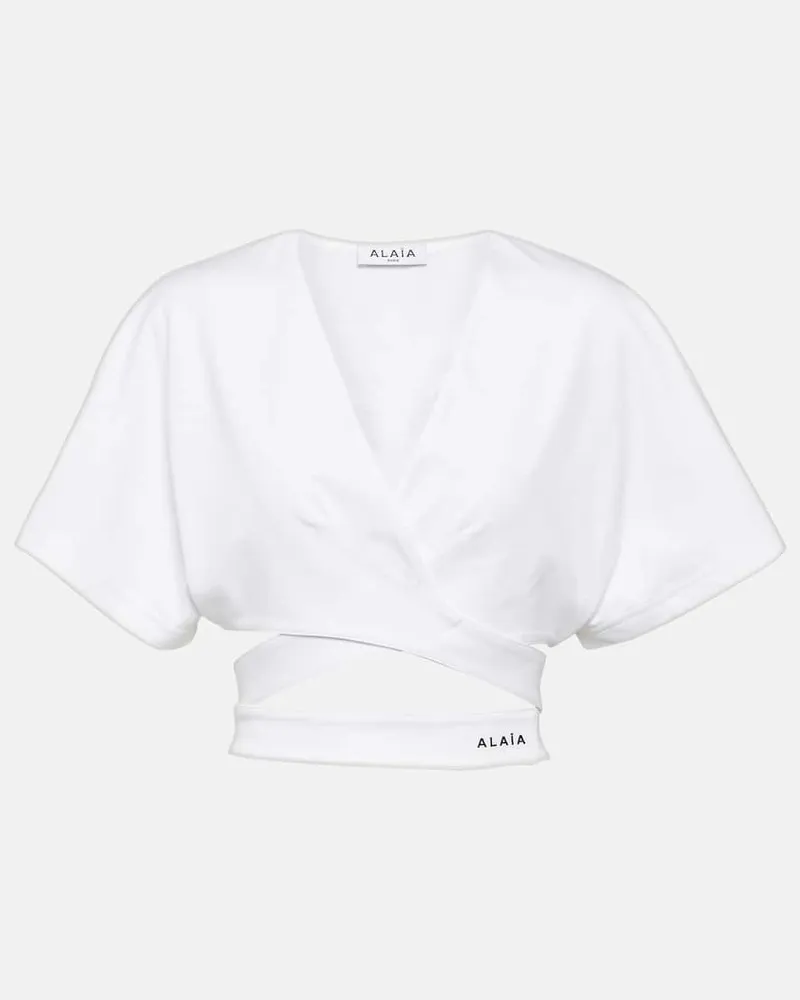 Alaïa Alaïa Cropped-Top aus Baumwoll-Jersey Weiß