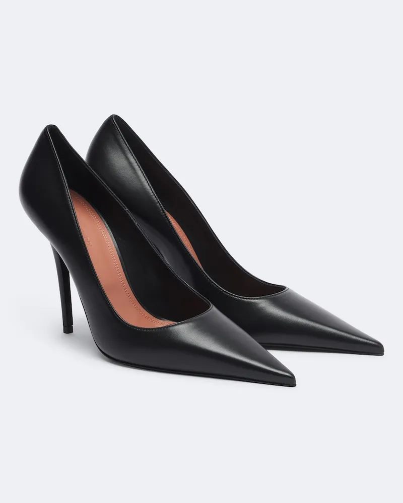 Amina Muaddi Pumps Barbara aus Leder Schwarz