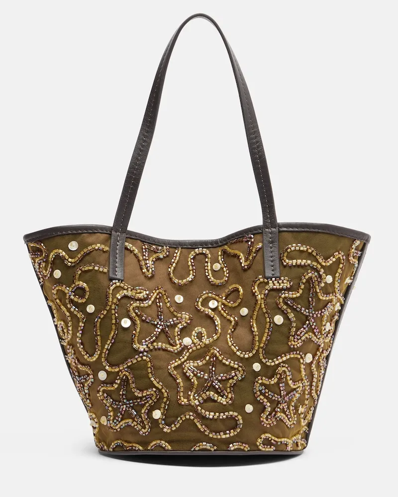 STAUD Verzierte Tote Caro aus Canvas Grün