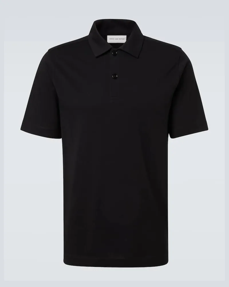 Dries van Noten Polohemd aus Baumwoll-Jersey Schwarz