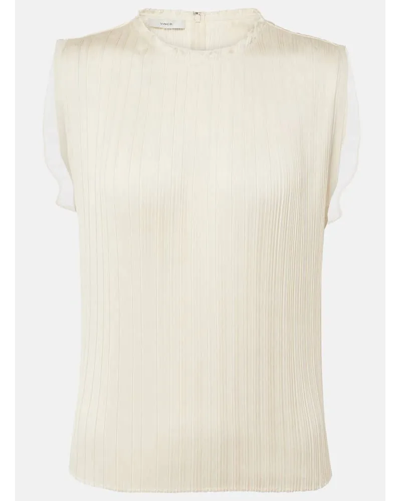 Vince Top aus Satin mit Chiffon Weiss