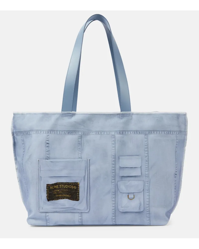 Acne Studios Tote Midsummer Large aus Baumwoll-Canvas Blau