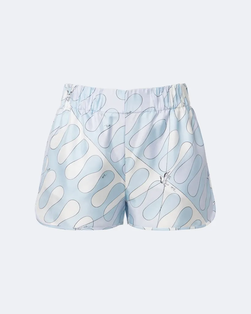 Emilio Pucci Shorts Leocorno aus Seidentwill Blau