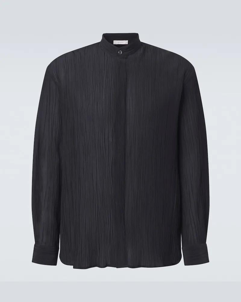 Umit Benan Hemd Bermuda aus Leinen und Baumwolle Schwarz