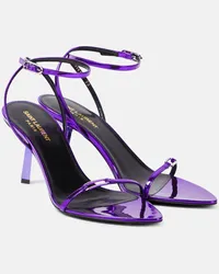 Saint Laurent Sandalen Kitty 75 aus Metallic-Leder Lila