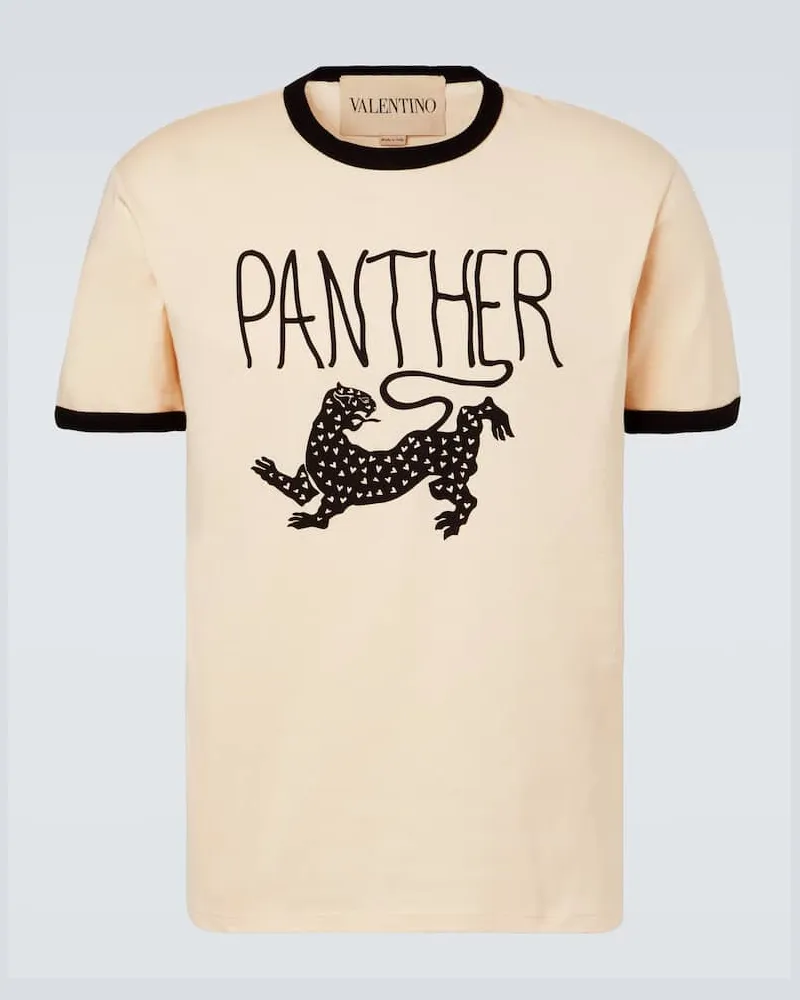 Valentino Garavani Bedrucktes T-Shirt aus Baumwoll-Jersey Beige