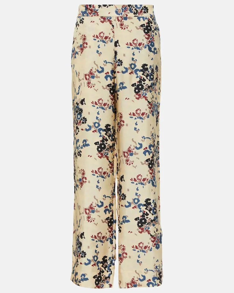 ASCENO Weite Hose London aus Seide Multicolor