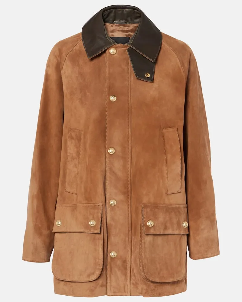 Nili Lotan Jacke Kedem aus Veloursleder mit Leder Braun