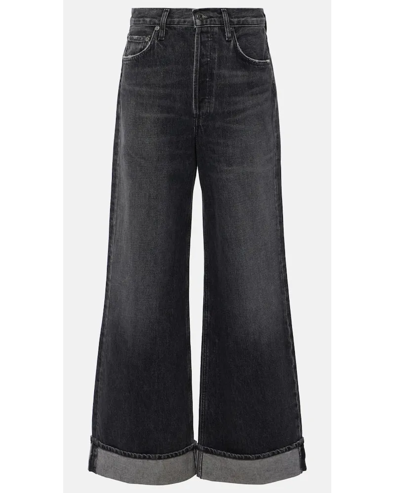 AGOLDE High-Rise Wide-Leg Jeans Dame Schwarz