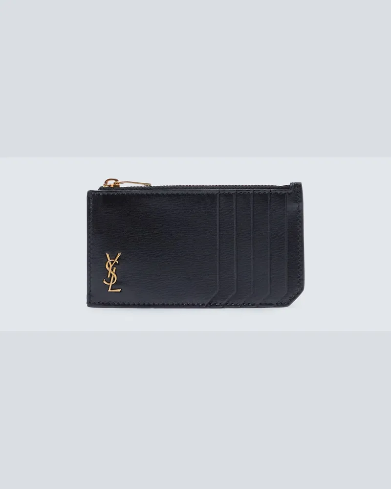 Saint Laurent Portemonnaie Tiny Cassandre Fragments aus Leder Schwarz